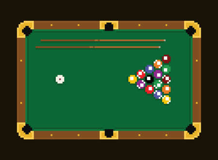 Colorful pixel art green billiard table.