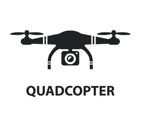 Drone quadcopter camera black icon isolated graphic design illustrationのイラスト素材