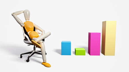 A successful businessman backed up by business statisticsの写真素材