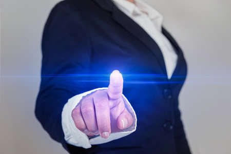 Business woman touch screen action templateの写真素材