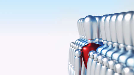 Unique 3D character standing out of the crowdの写真素材