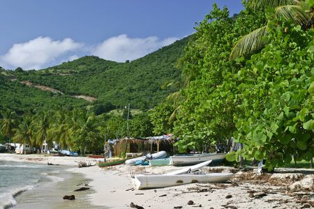 A secluded beach resort and outpost on the British Virgin Island of Jost Van Dyke.のeditorial素材