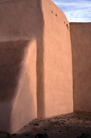 Adobe church in Rancho de Taos, New Mexico, at sunset の写真素材