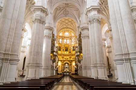Located in Granada's city center, a breathtaking view from the expansive nave of the Cathedral of the Incarnation.のeditorial素材