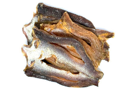 dried snakehead fish on white background