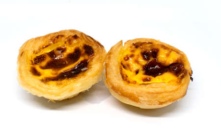 tart egg cake on white background