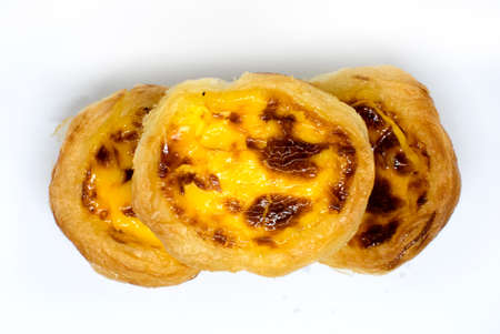 tart egg cake on white background