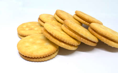 Cheese cookies on white background