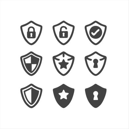 Shield, guard icon vector, shield linear logo illustration, Shield Line Icon in trendy style, Shield icon vector, Safe and protect logo design iconのイラスト素材