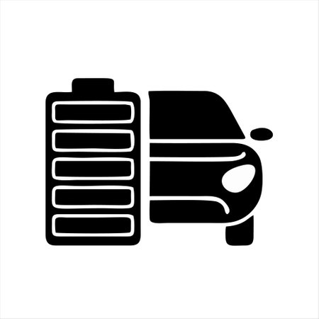 Car battery icon. Accumulator icon on white background. Vector illustration.のイラスト素材