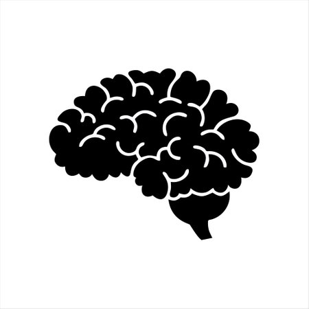 Brain icon isolated on white background. Vector illustration in flat style.のイラスト素材