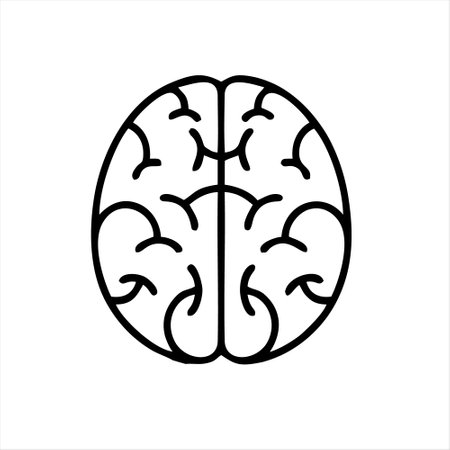 Human brain icon. Vector illustration. Isolated on white background.のイラスト素材