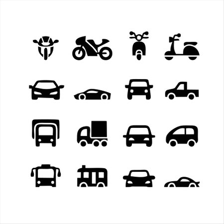 Vehicle icons set. Vector illustration. Isolated on white background.のイラスト素材