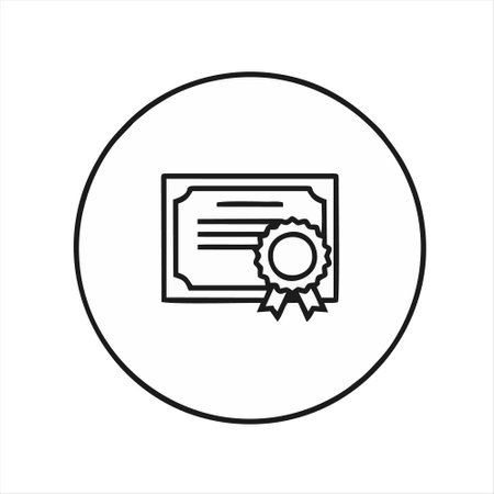 Certificate icon. Diploma icon. Vector certificate icon in a circleのイラスト素材