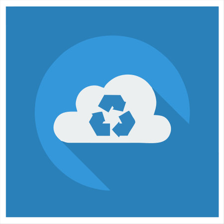 Flat modern design with shadow icon of cloud and recycling symbol.のイラスト素材