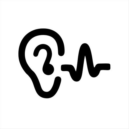 Ear with hearing aid icon, vector illustration. Flat design style.のイラスト素材