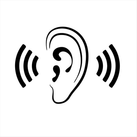 Ear icon. Vector illustration. Isolated on a white background.のイラスト素材