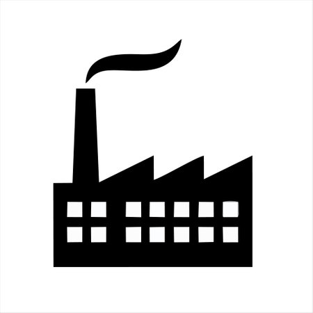 Factory icon isolated on white background. Vector illustration. Black and white.のイラスト素材