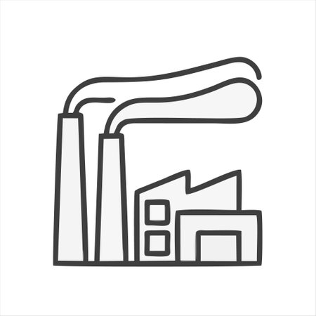 Factory line icon. Vector illustration of industry building. Isolated on white background.のイラスト素材