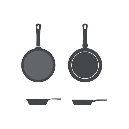 Frying pan icon. Cooking utensils. Vector illustration.のイラスト素材