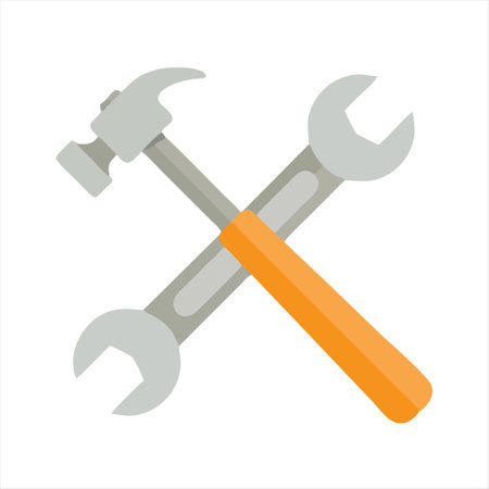wrench and hammer icon on white background. vector illustration in flat styleのイラスト素材