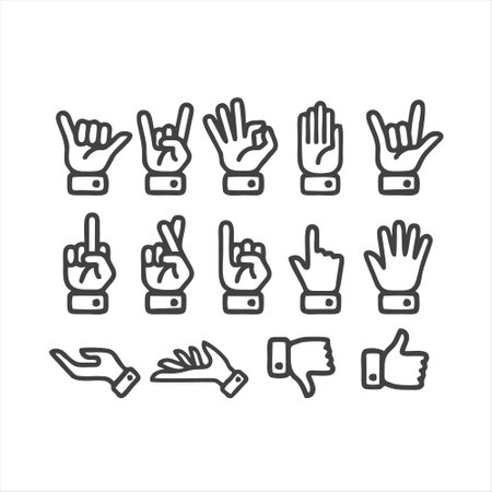Hand gestures line icon set. Vector outline illustration of hand gestures.のイラスト素材