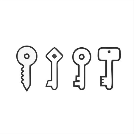 Key line icon, outline vector illustration, linear pictogram isolated on whiteのイラスト素材