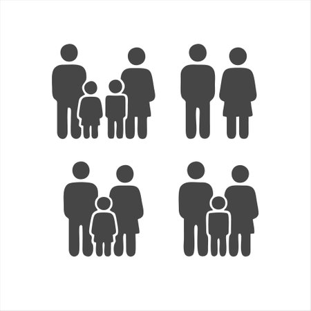 Family icon set. Family pictogram isolated on white background. Vector illustration.のイラスト素材