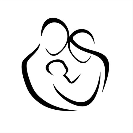 Mother and child icon. Motherhood symbol. Motherhood concept. Vector illustration.のイラスト素材