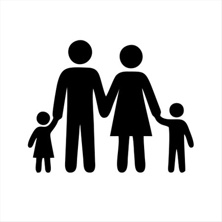 Family icon. Black family pictogram on white background. Vector illustration.のイラスト素材