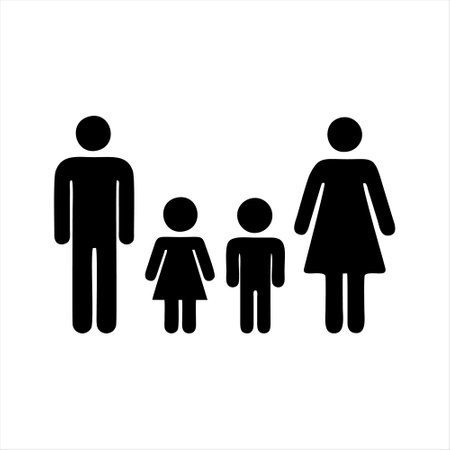 Family icon. Black family pictogram on white background. Vector illustration.のイラスト素材