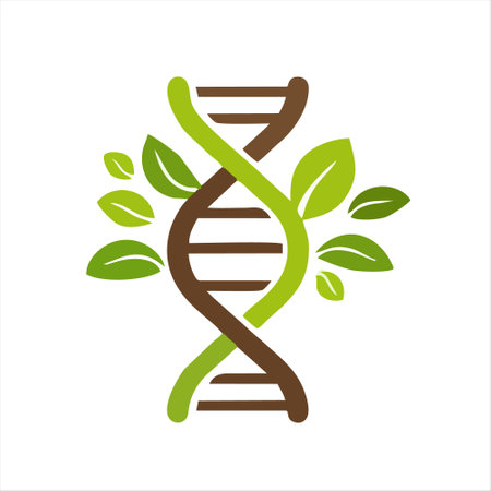 dna with green leaves vector design template. genetic icon symbolのイラスト素材
