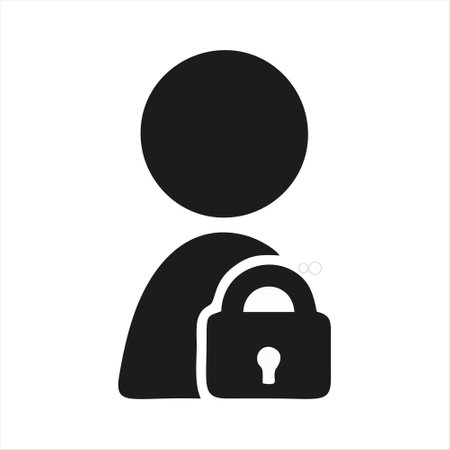 Unlock user icon. Silhouette of person with padlock.のイラスト素材