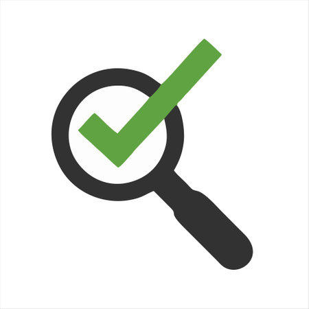 Magnifying glass with check mark icon. Check mark symbol. Vector illustrationのイラスト素材