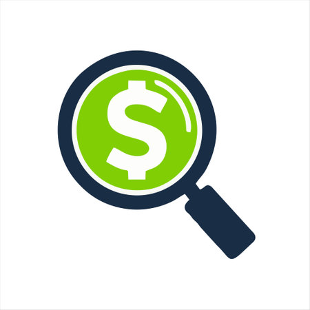Magnifying glass with dollar sign icon. Magnifying glass with dollar sign. Vector illustrationのイラスト素材