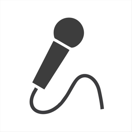 Microphone icon. Vector illustration of a microphone on a white background.のイラスト素材