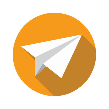 Paper plane flat icon. Vector illustration. Paper plane in the circleのイラスト素材