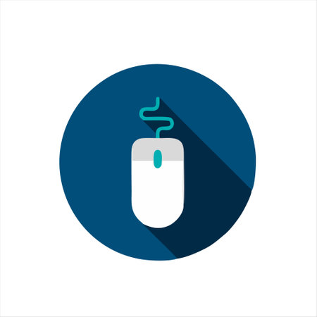Computer mouse icon in flat style with long shadow. Vector illustration.のイラスト素材