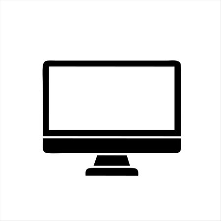 Computer monitor icon on white background. Vector illustration. Flat design.のイラスト素材