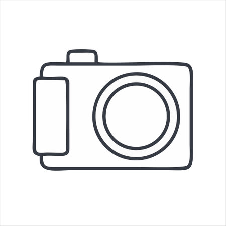 Camera line icon. linear style sign for mobile concept and web design. Photo camera outline vector icon. Symbol, illustration. Pixel perfect vector graphicsのイラスト素材