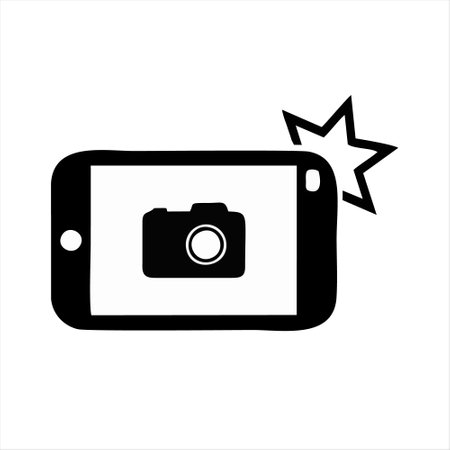 Smartphone icon. Vector illustration of a smartphone with a camera.のイラスト素材