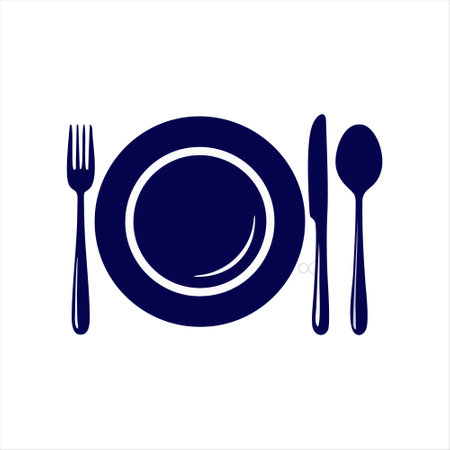 Plate, cutlery, spoon and fork icon. Vector illustrationのイラスト素材