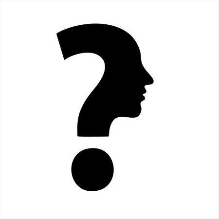 Question mark icon. Human head with question mark symbol. Vector illustration.のイラスト素材