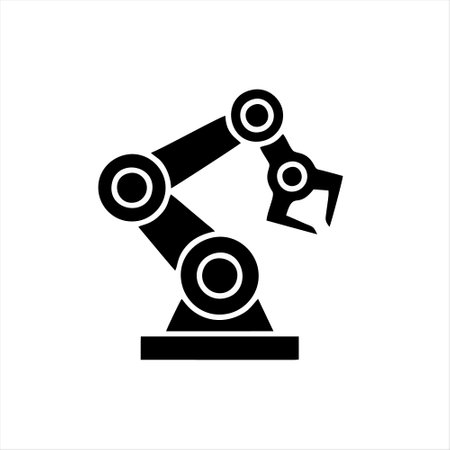 Robotic arm icon. Black illustration on white background. Isolated.のイラスト素材