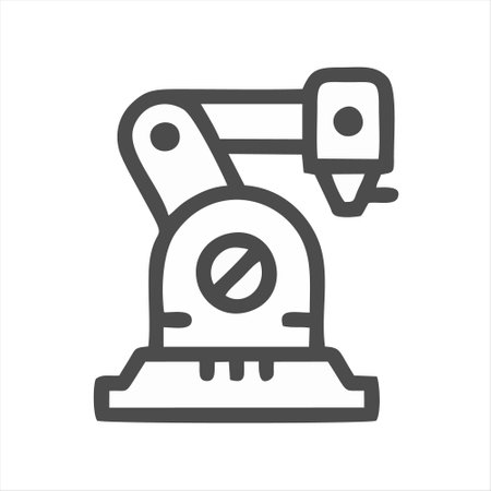 Robotic arm line icon, outline vector sign, linear style pictogram isolated on white. Symbol, illustrationのイラスト素材