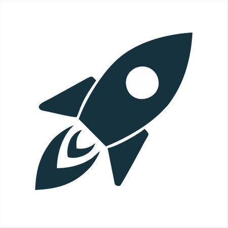Rocket icon on white background. Vector illustration. Flat design style.のイラスト素材