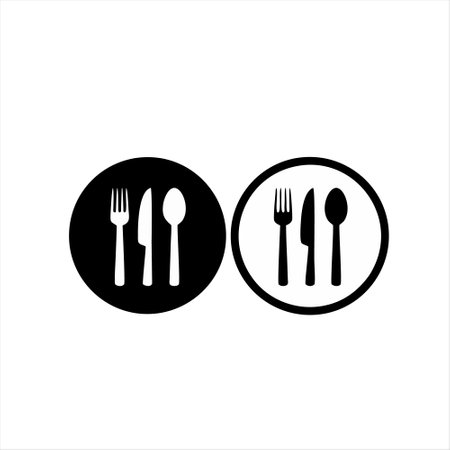 spoon and fork icon on white background. spoon and fork iconのイラスト素材