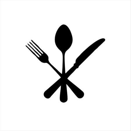spoon and fork icon, spoon and fork icon vector sign symbolのイラスト素材