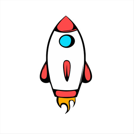 Rocket icon in doodle style isolated on white background. Vector illustration.のイラスト素材