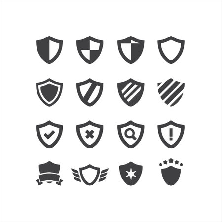 Shield icons set. Vector illustration. Isolated on white background.のイラスト素材